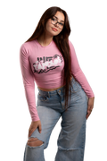 Love Pulse Long Sleeve baby tee(Pink)