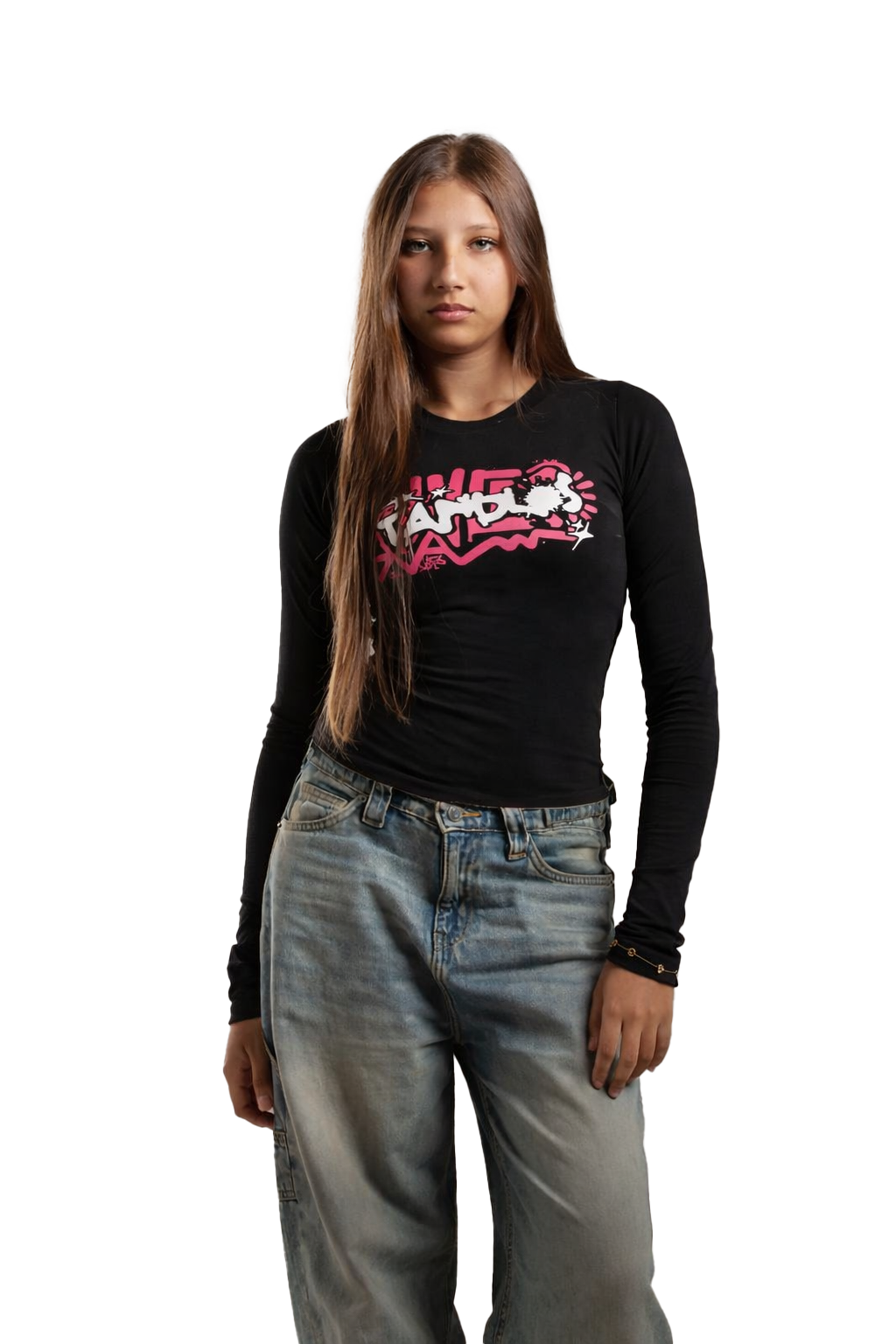 Love Pulse Long Sleeve baby tee(black)
