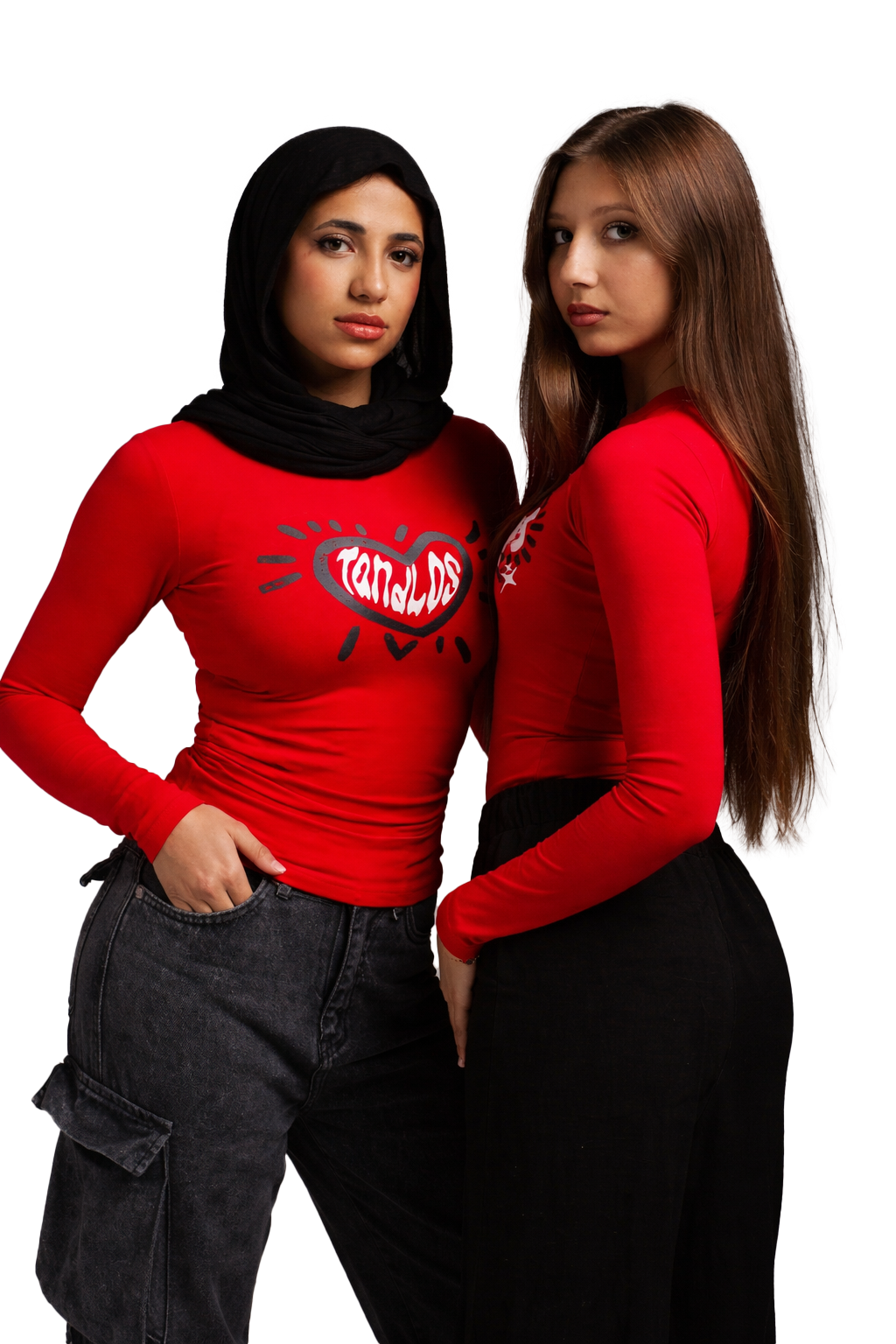 Heart Beat Long Sleeve baby tee(Red)