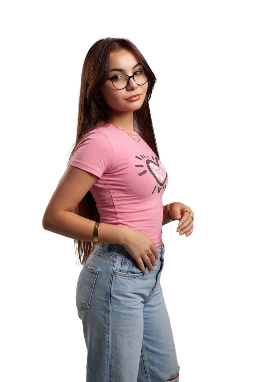 heart beat short sleeve baby tee(Pink)
