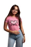 heart beat short sleeve baby tee(Pink)