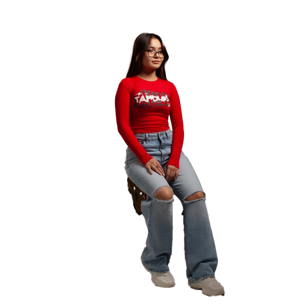 Love Pulse Long Sleeve baby tee(red)