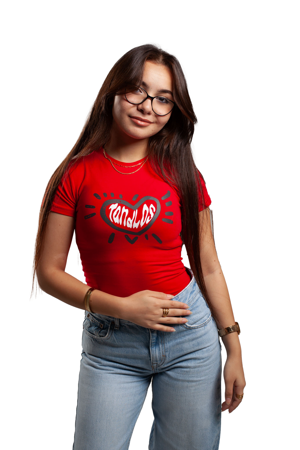 heart beat short sleeve baby tee (Red)