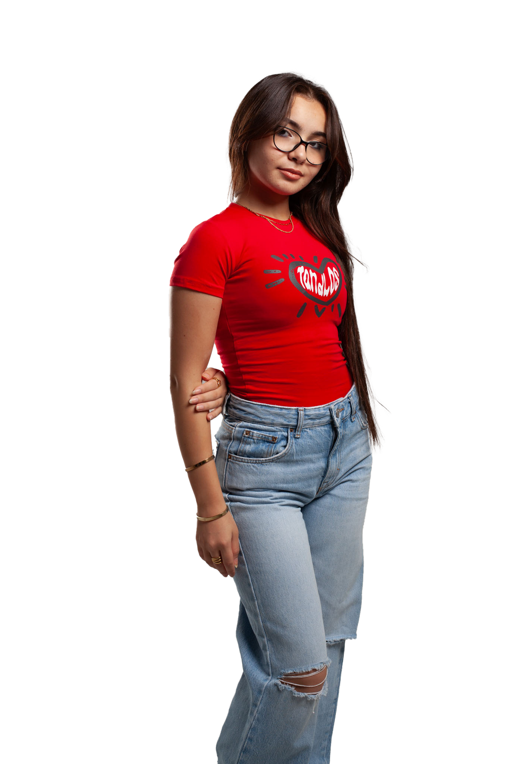 heart beat short sleeve baby tee (Red)