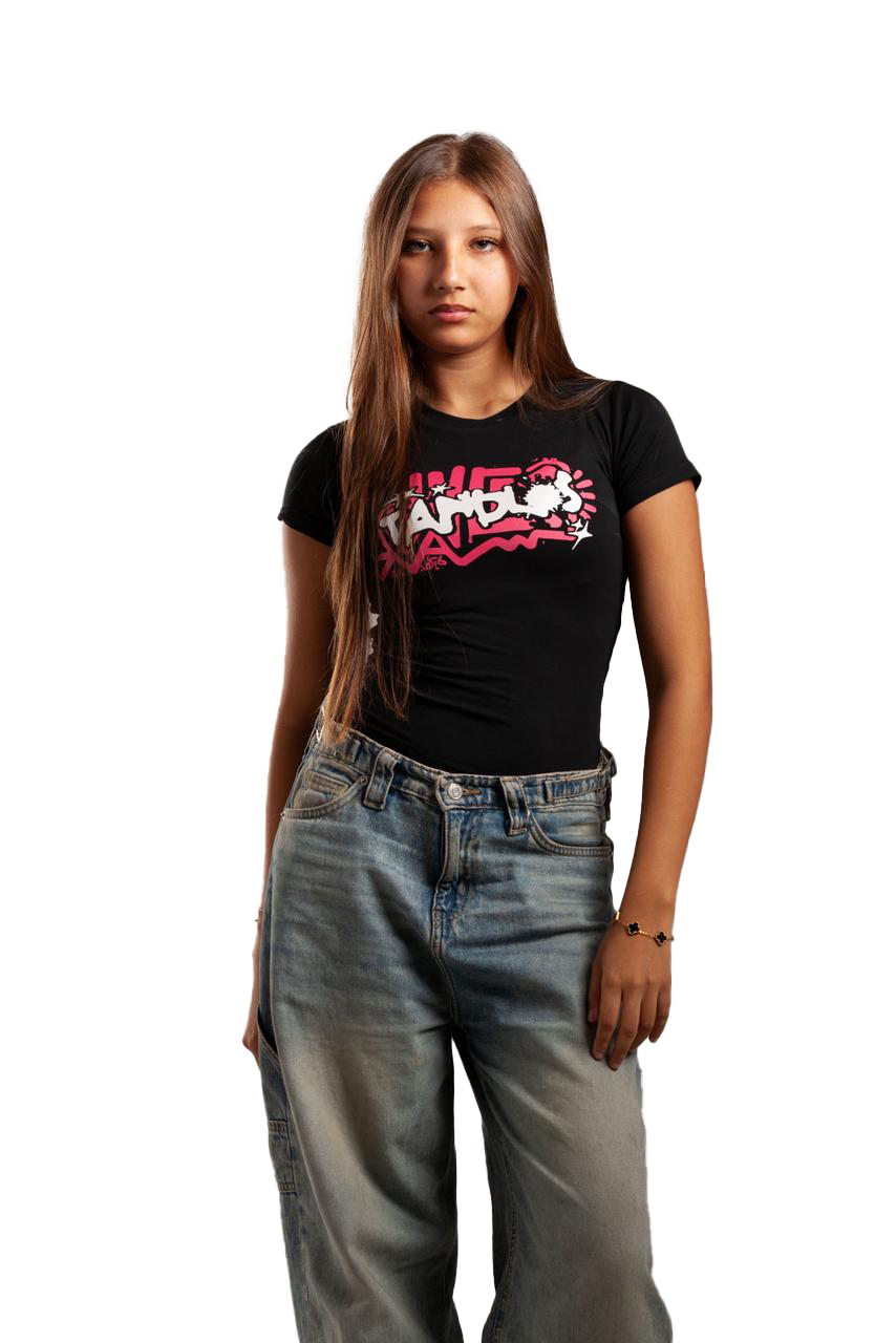 love pulse short sleeve baby tee ( Black )